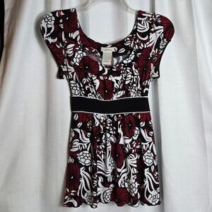 Vintage Y2K Babydoll Speechless Womens M Black Red White Cap Sleeve Tie Back Top